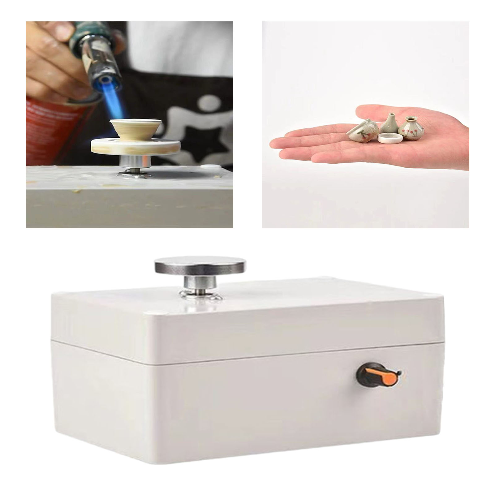 Mini Pottery Wheel Electric Pottery Wheel DIY Clay Tool with Tray for Ceramic 4.5cm Turntable Work Ceramics Clay Art Craft Tool