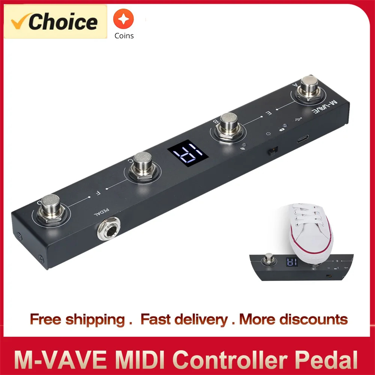 M-VAVE Chocolate Schokolade BT Oplaadbare 4-knoppen MIDI-controller Pedaal APP-bediening met draadloos transmissiesysteem