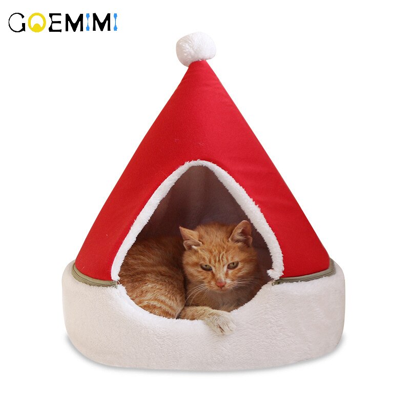 Cama de gato invierno cálido cama de Navidad para gatos Cueva de perro mascota cama desmontable para gatos cama para gato