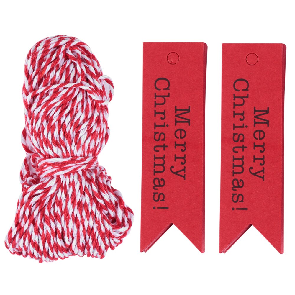 100Pcs Christmas Fish Tail Tag Kraft Paper Wish Card with 20M Hemp Rope: Default Title
