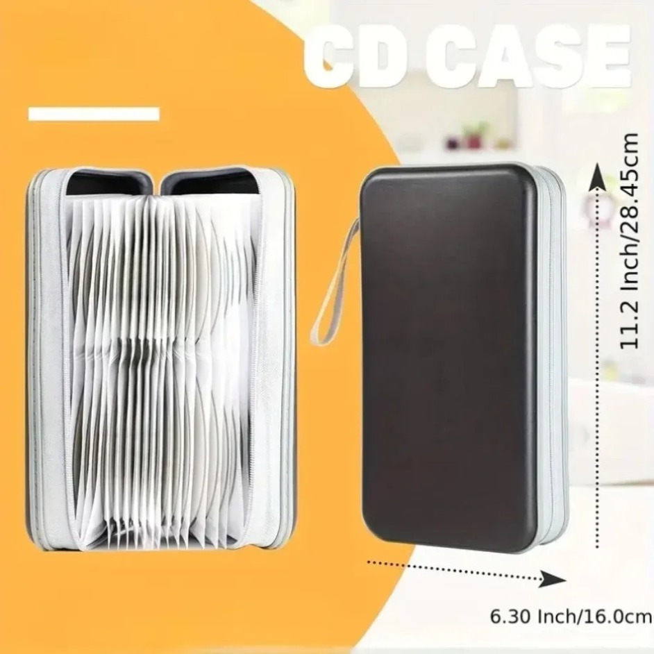 CD Case, DVD Case Holder 96 Capacity Hard Plastic CD DVD Disc Cases Storage Binder Wallet for Car Home Office Travel