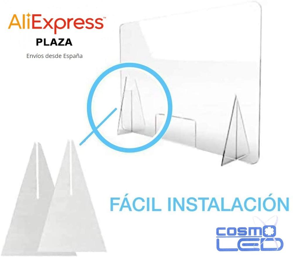Mampara Metacrilato 3mm 65x50 Con Soporte Protección para oficinas Mampara Mesa Recepción Barrera Transparente Sin ventanilla