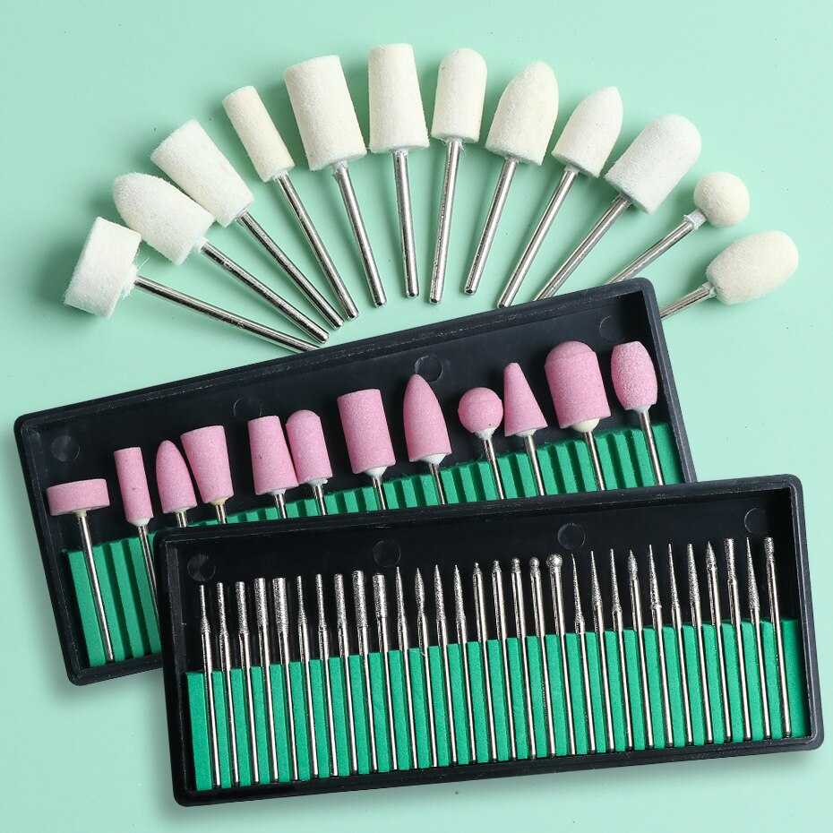 Diamond Ceramic Nail Drill Bits Rotate Burr Milling Cutter Manicure Pedicure Polishing Tools Electric Machine Accessory JI1560