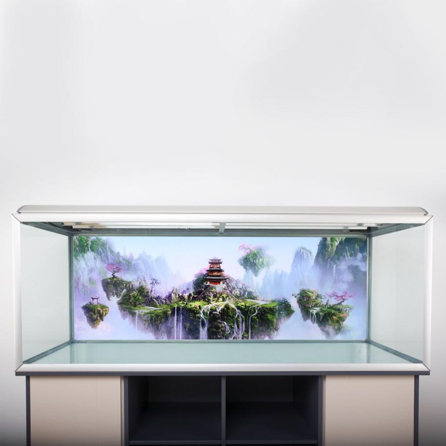 Modieuze Pvc Aquarium Achtergrond Poster Waterdichte Lijm Sky Kasteel Patroon Sticker Aquarium Decoratie