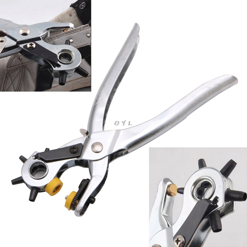 Leather Holes Punch Pliers Tool Heavy Duty Revolving Belt Hand Pliers Eyelet use for Leather, Paper, Plastic