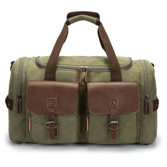 35l unisex canvas outdoor sporttas voor heren, multifunctionele weekendtas, schoudertas, reistas, fitnesstas, crossbodytas: Groente