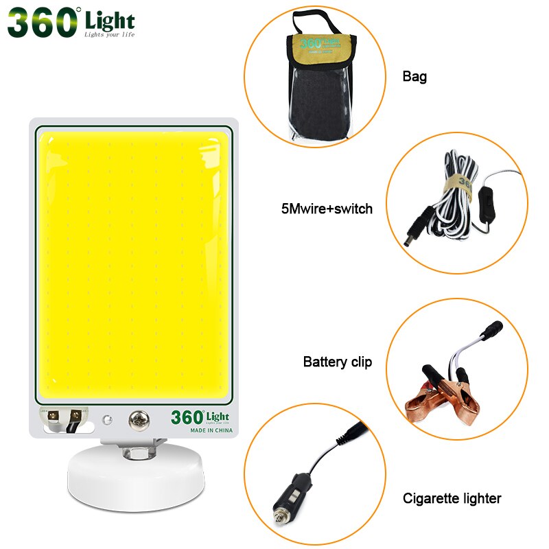 Linterna portátil LED de trabajo, equipo de iluminación para tienda de pesca, lámpara magnética para viaje por carretera, CC de 12v, 2000LM