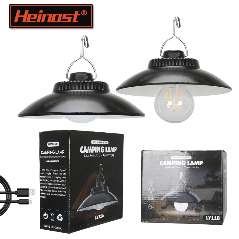 Usb-uppladdningsbara led-campinglampor 2 lägen utomhus vattentäta hängande tältlyktor nödljus för fiske grill