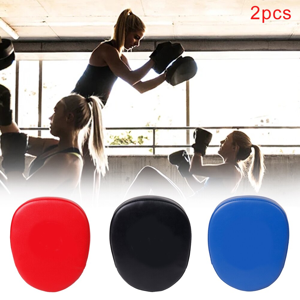 2pcs Hand Target Martial Karate Adults Kids Taekwondo Sanda Muay Thai Punch Pad Boxing Equipment Kicking Training PU Leather