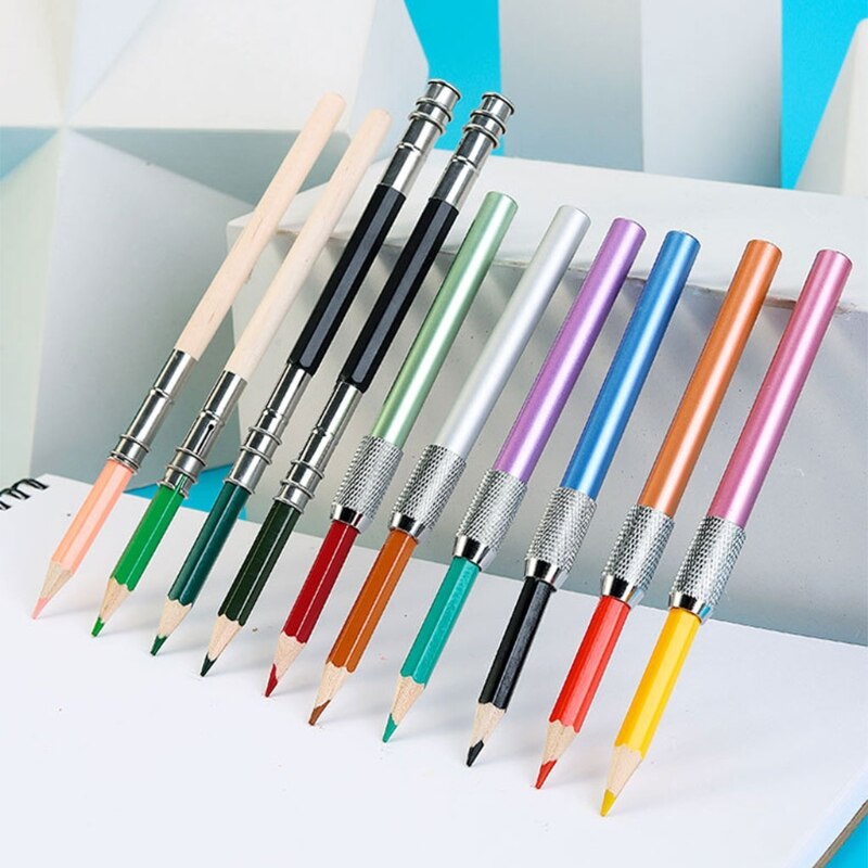 Alargador de lápices de colores surtidos, soporte extensor de lápiz para lápices en tamaño Regular, soportes ligeros de una sola cabeza