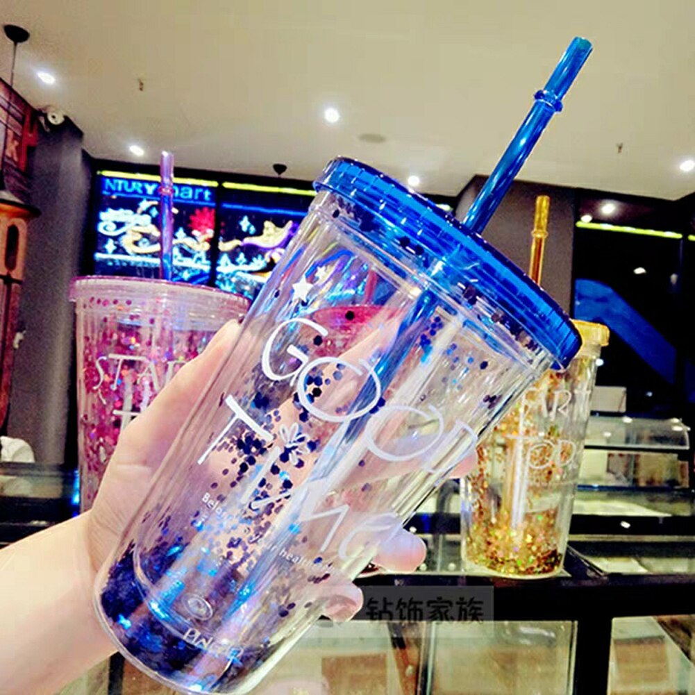 450ml glatte milkshake smoothie drikkevandsflaske bærbar plast sommer iskaffe juice flasker kop (ingen sugerør)