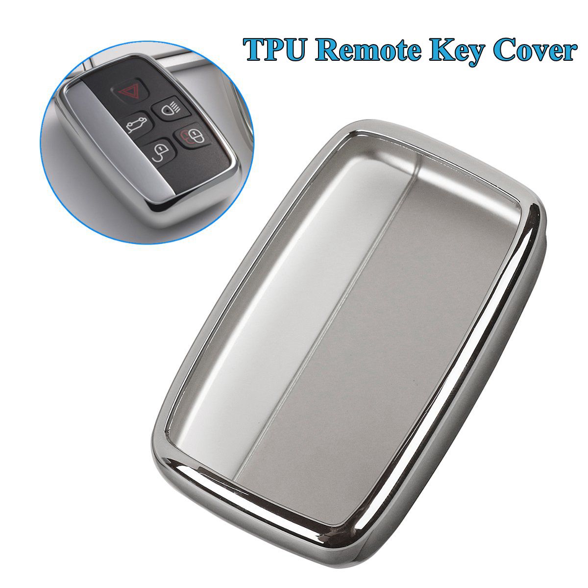 Porte-clé pour Land Rover Range Sport Freelander 2 Discovery 4 | Evoque pour voiture Jaguar TPU télécommande, porte-clé: Silver