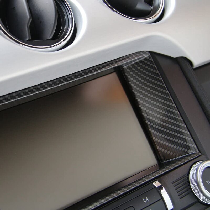 Car Central Control Display Carbon Fiber Sticker, GPS Navigation Panel Screen Frame Cover, for Ford Mustang