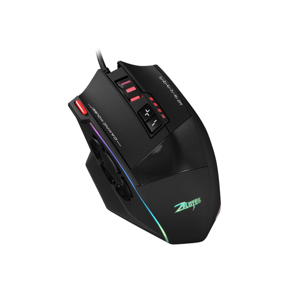 Zelotes C13 Gaming Mouse 10000 DPI 13 Programmable Buttons RGB LED Light Mice Computer Table Ergonomic Silent For PC Laptop