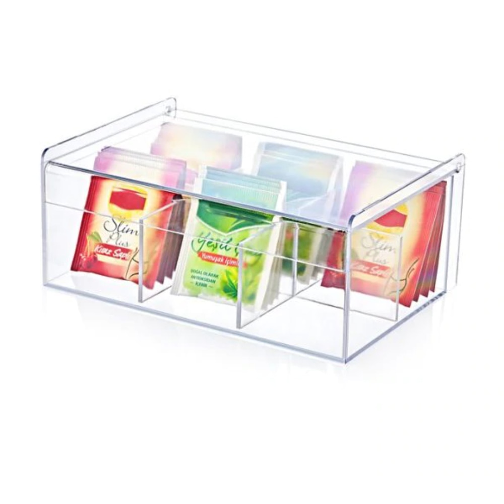 Teboks kaffe tepose tekopp infuser lagringsholder organiseringssett lokk 6 rom skap hjemme te akryl kinesisk kjøkken