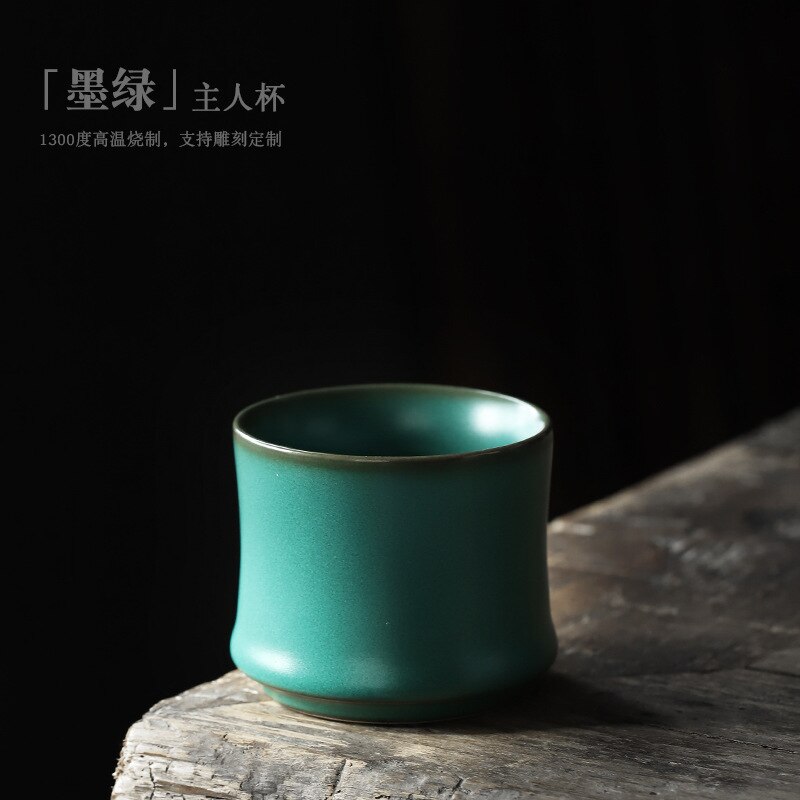 Taza de Café de Cerámica de cerámica gruesa de 150ml, taza de sopa original con esmalte de té, vasos de vidrio para whisky,: Green