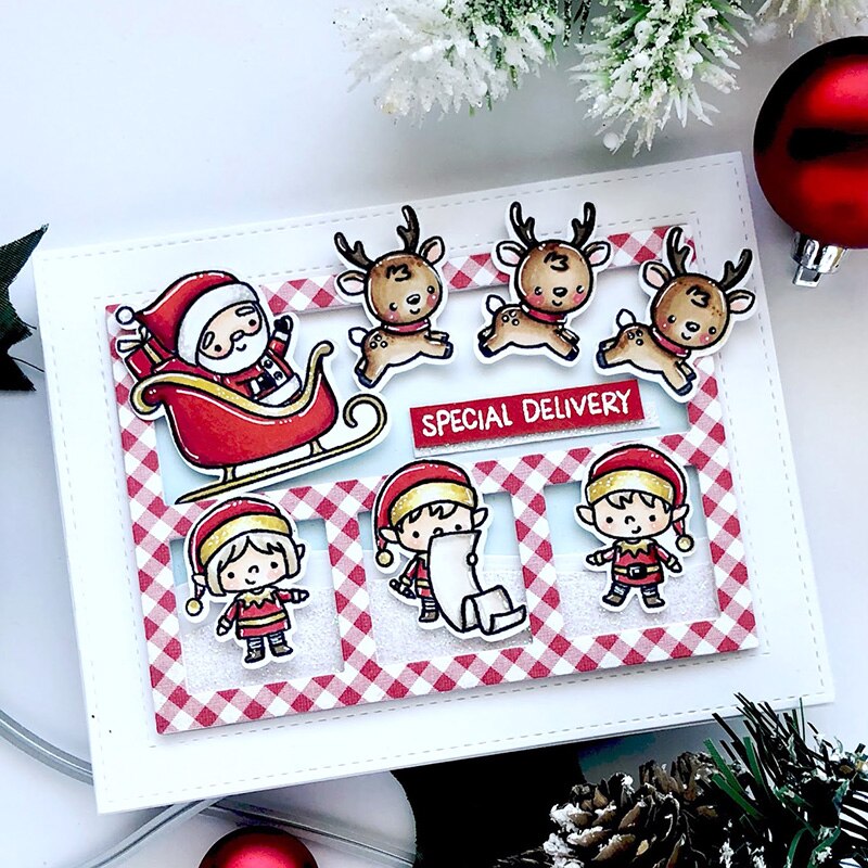Jul fawn set stämpel och metall skär stansar diy scrapbooking för fotoalbum dekorativa silikon klara stämplar vinter