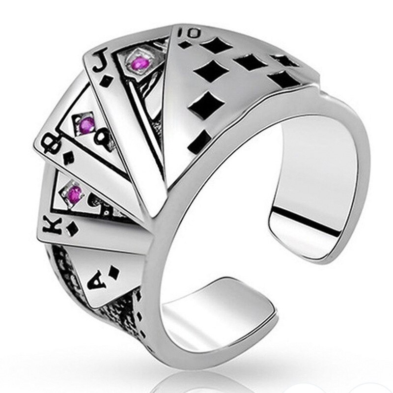 Kreative Spielkarte Ringe für Männer gotisch Dampf Punk Stil Einstellbare Ringe Hochzeit Engagement Schmuck Zubehör: Ursprünglich Titel