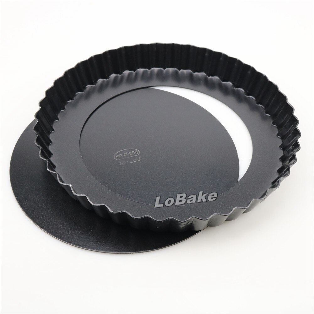 8 tommer løs bund nonstick belægning al.legering rund bølget side tærteform pizza sten pandekage cheesecake form krysantemum disk