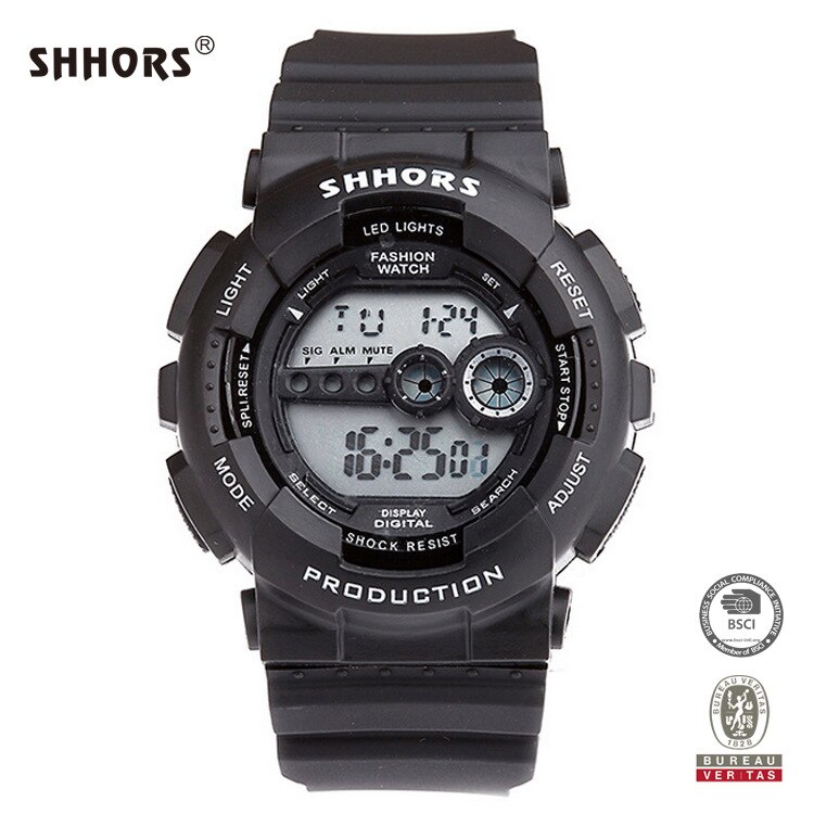 Homme montre SHHORS montre Led numérique montres hommes Silicone bande électronique montre hommes sport montres Orologio Uomo: 15810BLACK