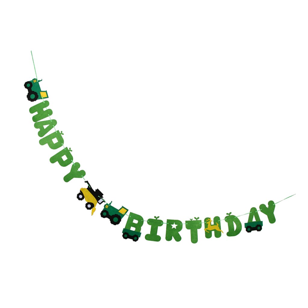 Happy Birthday Letters Tractor Car Felt Banner Garland Sign Hanging Decor