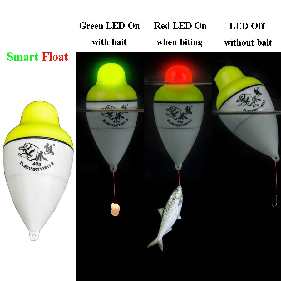 Smart Fishing Float Alarm Fish Bite Aas Trigger LED Licht Automatisch Night Elektronische intelligente Boei Strike Alert