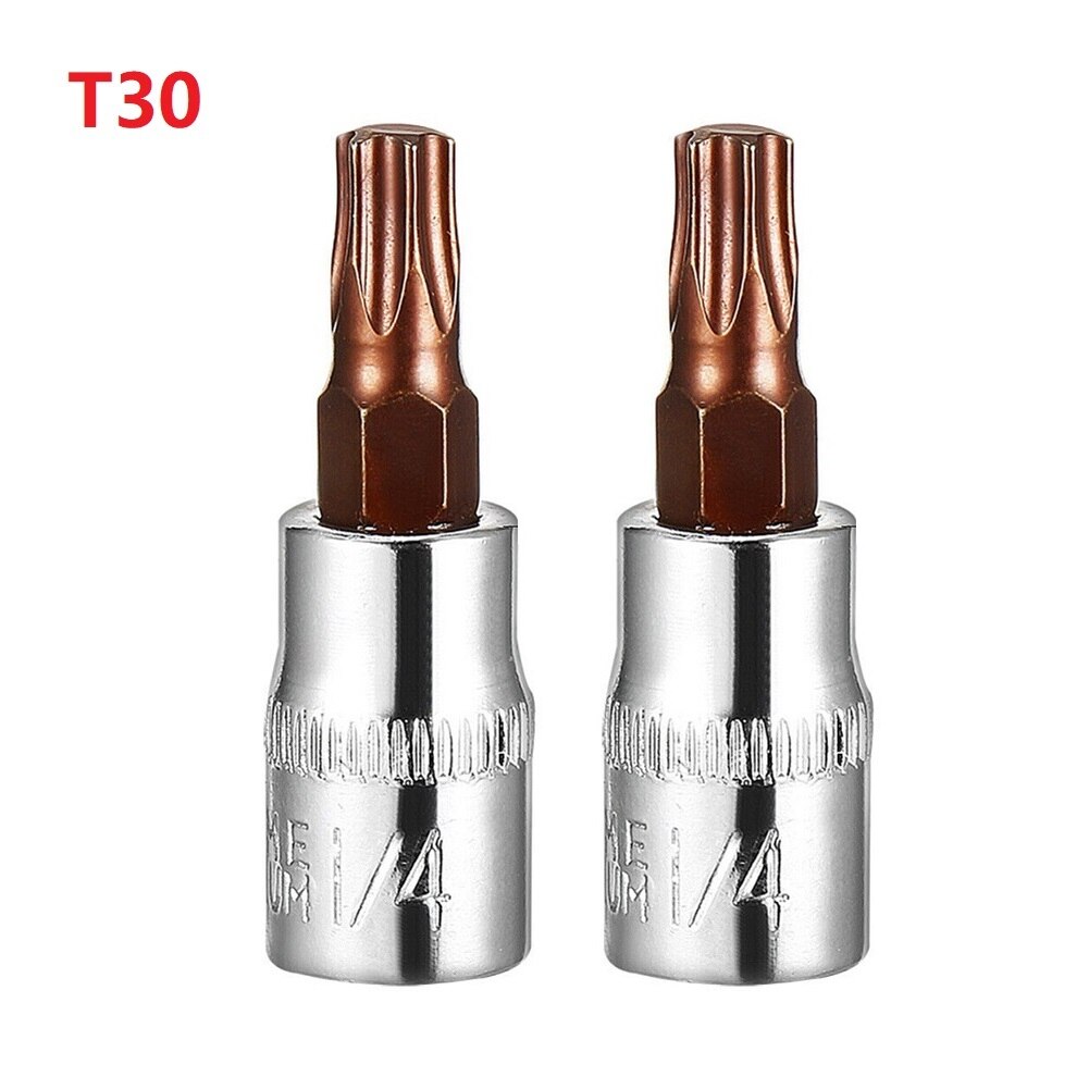 2Pcs Torx Hex Sleuven Pozi Bit Socket Schroevendraaier Torx Star Socket Bit 1/4 "Vierkante Impact Driver T30 Wrench tool