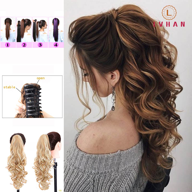 LVHAN-Pinza de pelo rizado largo de fibra de alta temperatura, horquilla sintética, coleta resistente al calor, Multicolor opcional