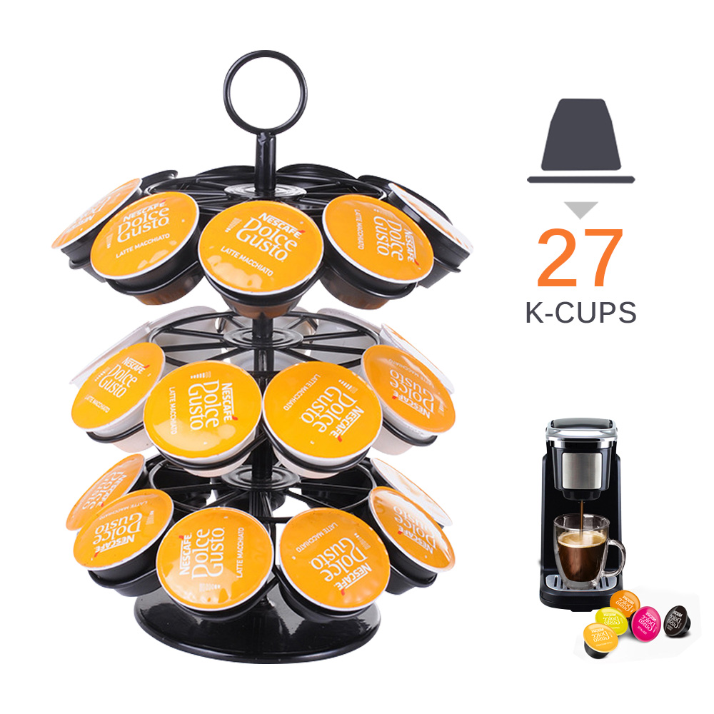 Käytännöllinen kahvikapseliteline teline pyörivälle kapselitorniteline nespresso/dolce gusto/k-cup kahvikapseleille