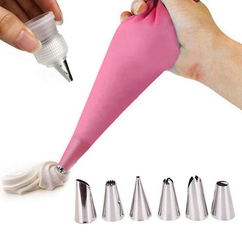 12 Stks/set Staal Nozzle Gebak Tips Converter Diy Eva Cake Gebak Decorating Gereedschap Tas M9K9