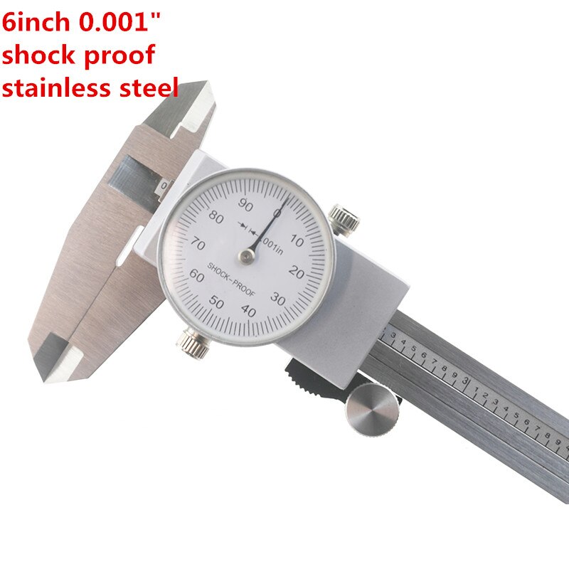 Rvs Metalen Schuifmaat Dial Schuifmaat 0.02 Mm Shock Proof 150 Mm 6 Inch 0.001 "Micrometer Meting mikrometr: 0.001inch