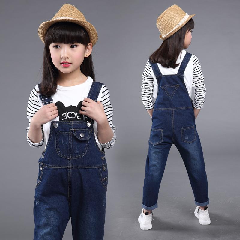 Pantalones vaqueros con tirantes de vaquero para niños, pantalón con cinturón coreano para niños de 4 a 13 años, primavera