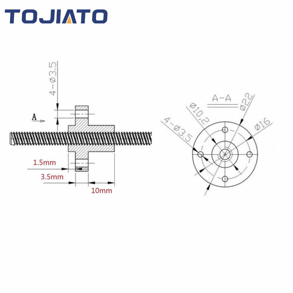 2/4/8 stücke T8 Schraube Runde Messing Mutter Pitch 2mm Blei 2/8mm T8 Schrittmotor trapez Blei Schraube Mutter Für CNC 3D Drucker Teile