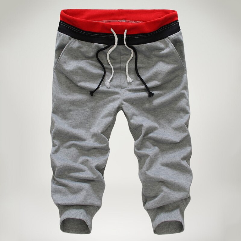 Heren Cropped Broek Jeugd Mode Toevallige Strand Broek Ademend Mannelijke Kleding Hip Hop Sport Trekkoord Broek: L / Grey