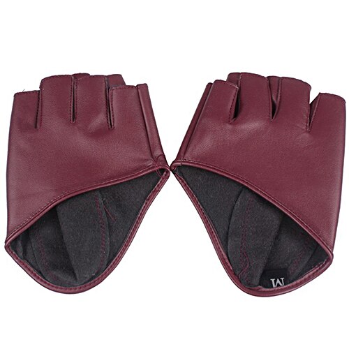 Dame Handschuhe Faux Leder Halb Finger Handschuhe Fahren Pole Tanzen Zeigen Handschuhe Punk Kühlen Faux Leder Handschuhe Für Frauen: violett rot