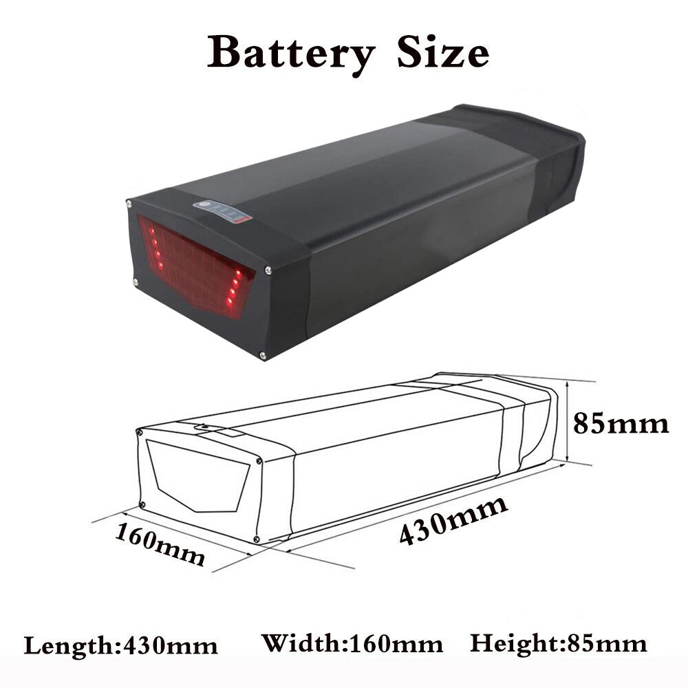 Case-Ebike-Battery 48V High Capacity Electric Bicycle Battery Box Rear Rack Fat Bike Kits Shell