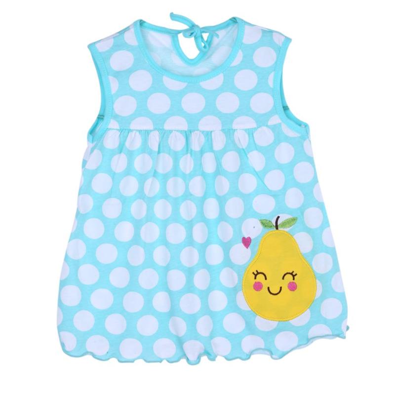 Summer Girls Dresses Newborn Baby O-neck Sleeveless Cotton Princess Mini Casual Dress Child Cute Pattern Decor Dot Clothes: b