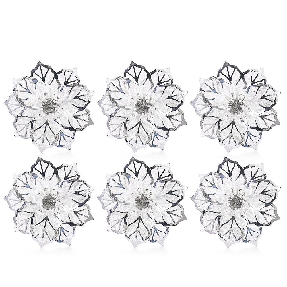 Restaurant Kitchen Gadgets Party Supplies Christmas Ornament Napkin Buckle Napkin Rings Table Decoration Towel Holder: silver-6PCS