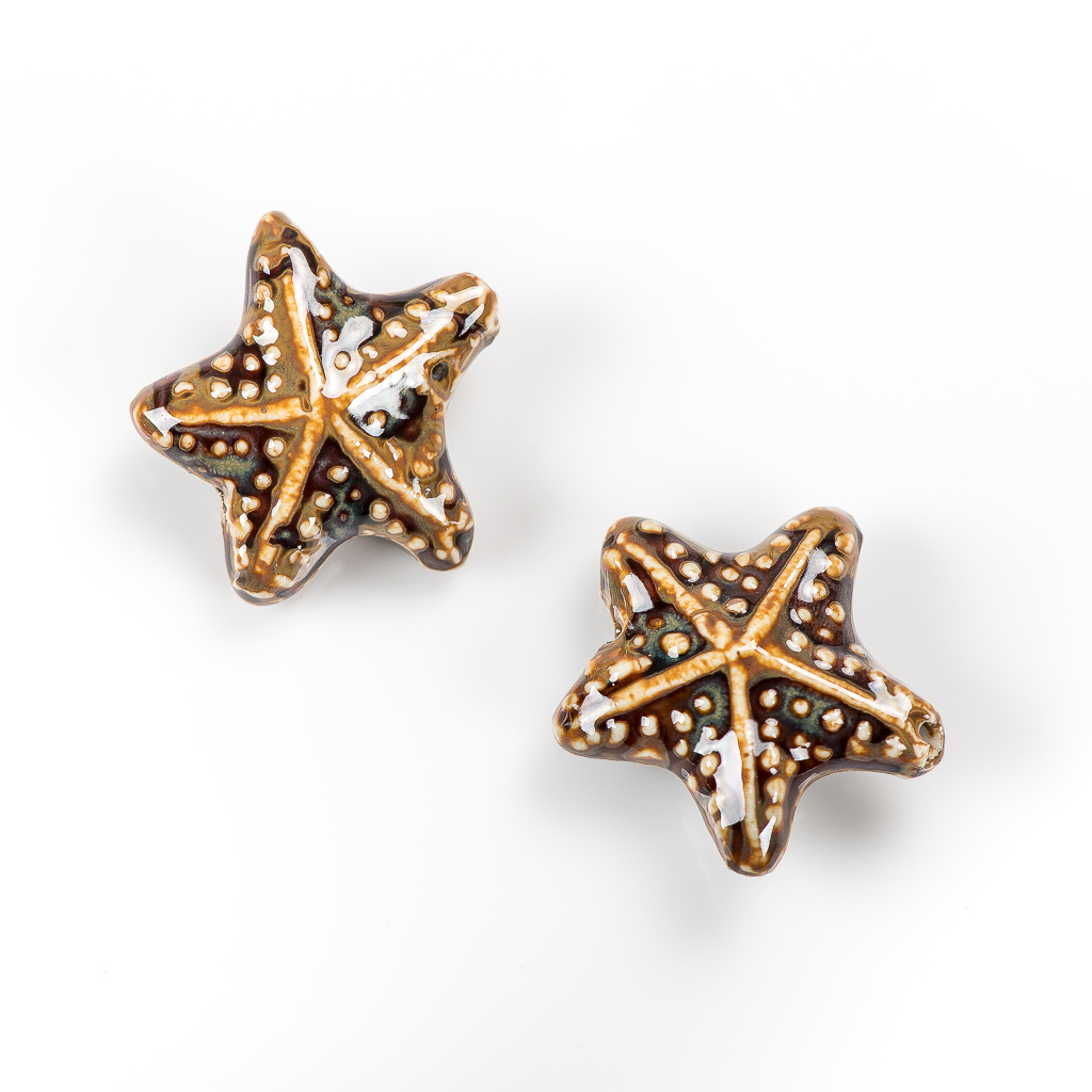 40 # Colgante de cuentas de cerámica de estrella de mar grande roja, forma especial de , fabricación de joyas de porcelana para collar y pulsera, 2 uds. # XN171: Blanco