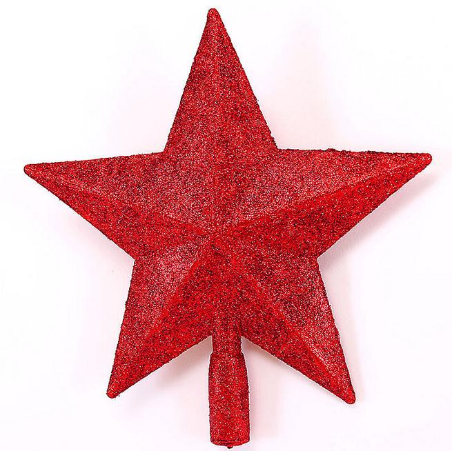 Toppen af juletræet stjerne udendørs dekorationer år julepynt forsyninger glimt jul gyldne / røde stjerner 18cm*20cm: Rød