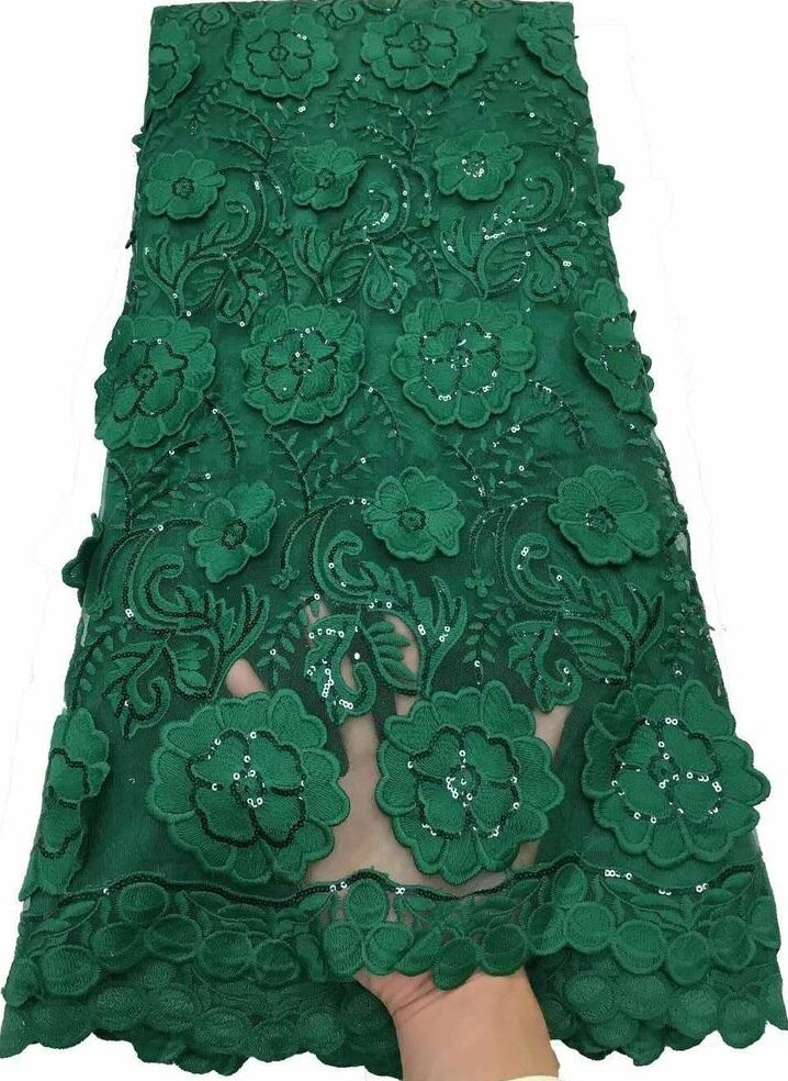 Latest African Lace Fabric African French Net With Sequins Embroidery Tulle Lace For Dresses Women YTB152