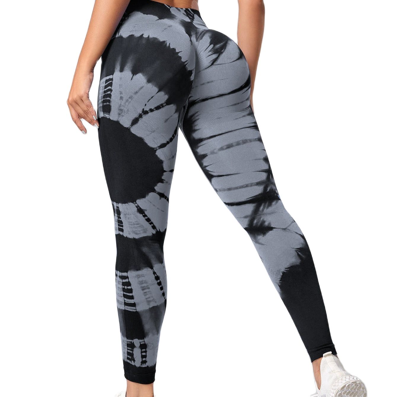 Nahtlose Gamaschen für Frauen Fitness Yoga Hosen hohe Taille Krawatte Färbung Leggings trainieren Scrunch Hintern Heben Sport Fitnessstudio Strumpfhose Frau: L / Grau