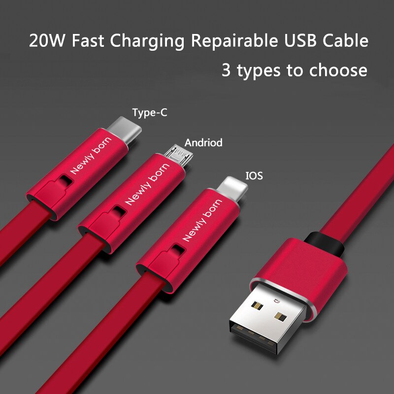 4A Fast Charger Kabel Herstelbaar USB Data Sync Oplaadsnoer Reparatie Recycling Hernieuwbare Opladen Adapter kabel voor xiaomi iphone