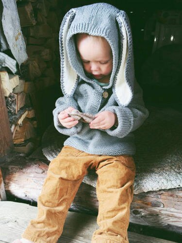 Søde vinter toddler baby sweaters børn drenge piger kanin øre sweatshirt hoodie sweater varm strik toppe dejlige baby tøj