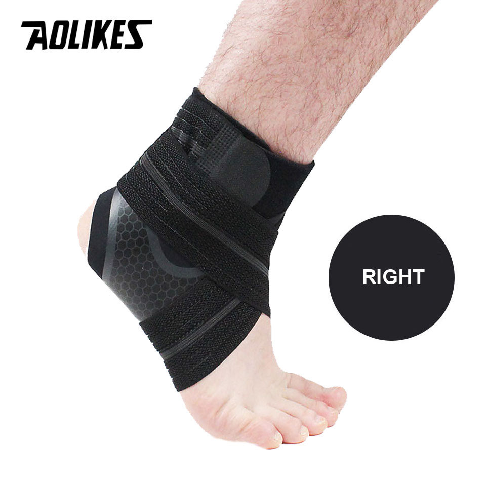 AOLIKES 1PCS Ankle Support Strap Basketball Football Adjustable Ankle Sleeve Protection Ankle Brace Sport Safety: A--Right Foot / L