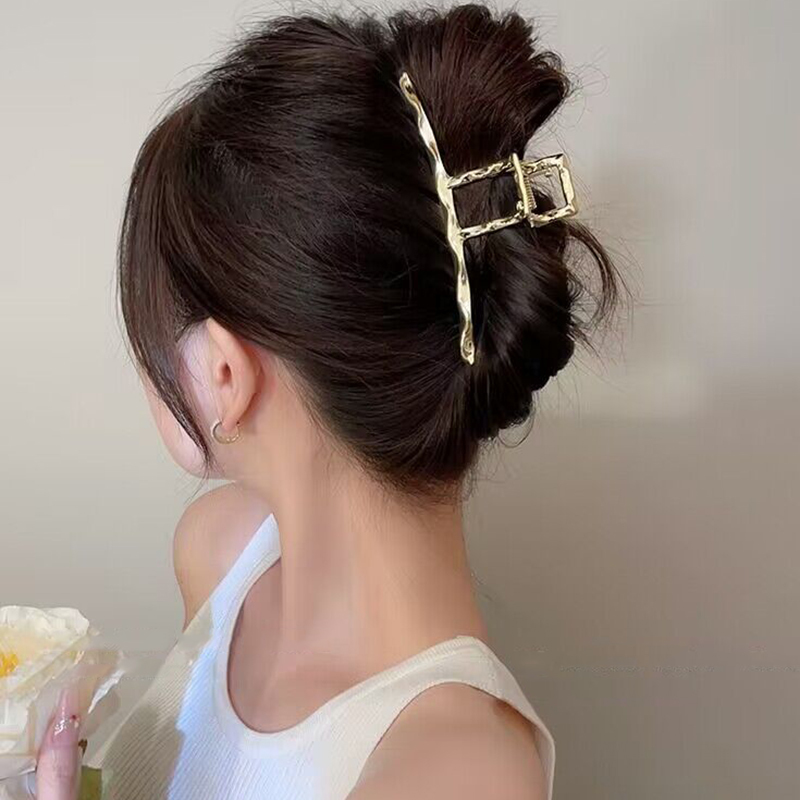 Pinzas para el pelo con lazo geométrico para mujer, horquillas de Metal grandes, pasadores, accesorios para el cabello, Vintage Simple, ,