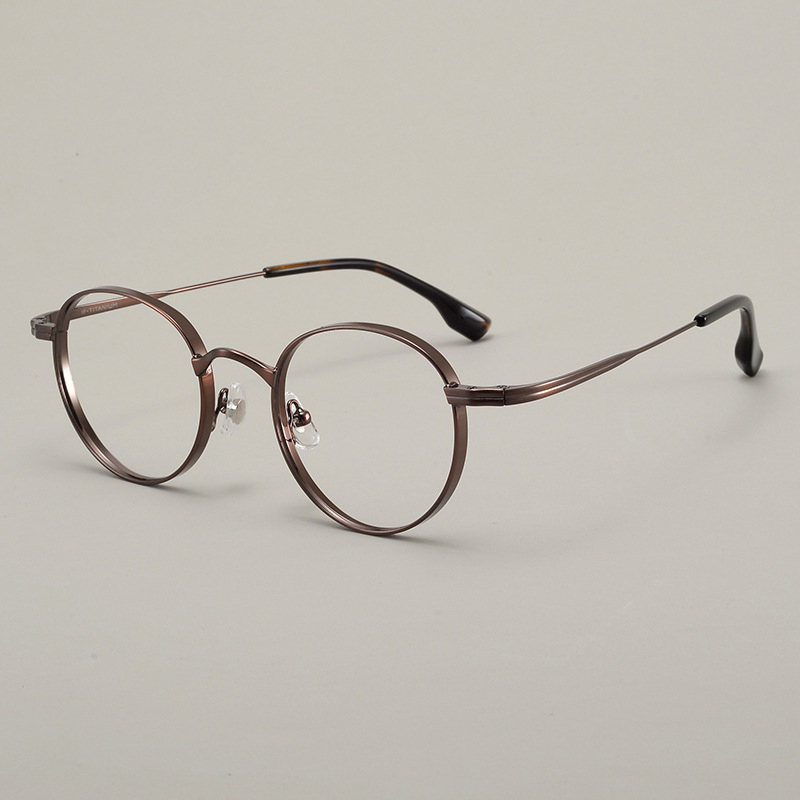 Små runde titanbriller merkevare ovale briller vintage justerbar nesepute utvidede innfatninger: Blå / Klar