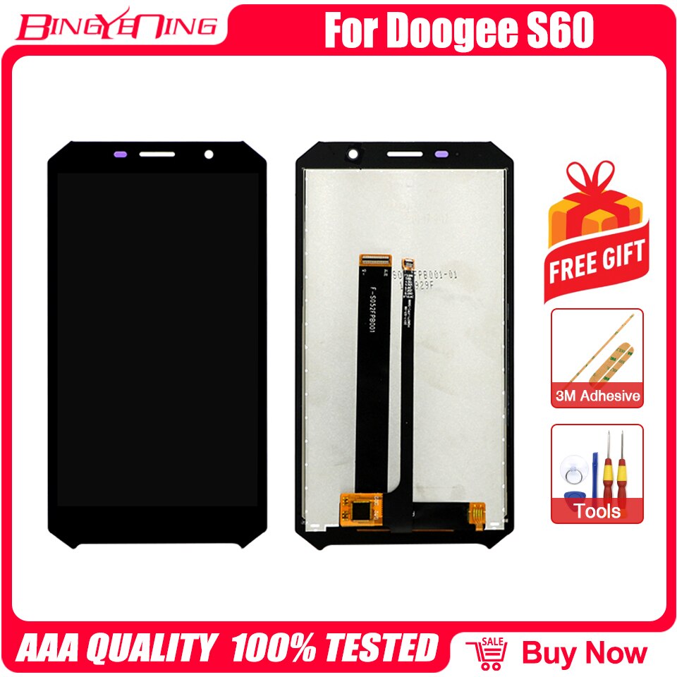 BingYeNing For DOOGEE S30/S40/S50/S60/S60 Lite/S70 Screen Assembly + Frame Assembly Feplacement: S60 No frame