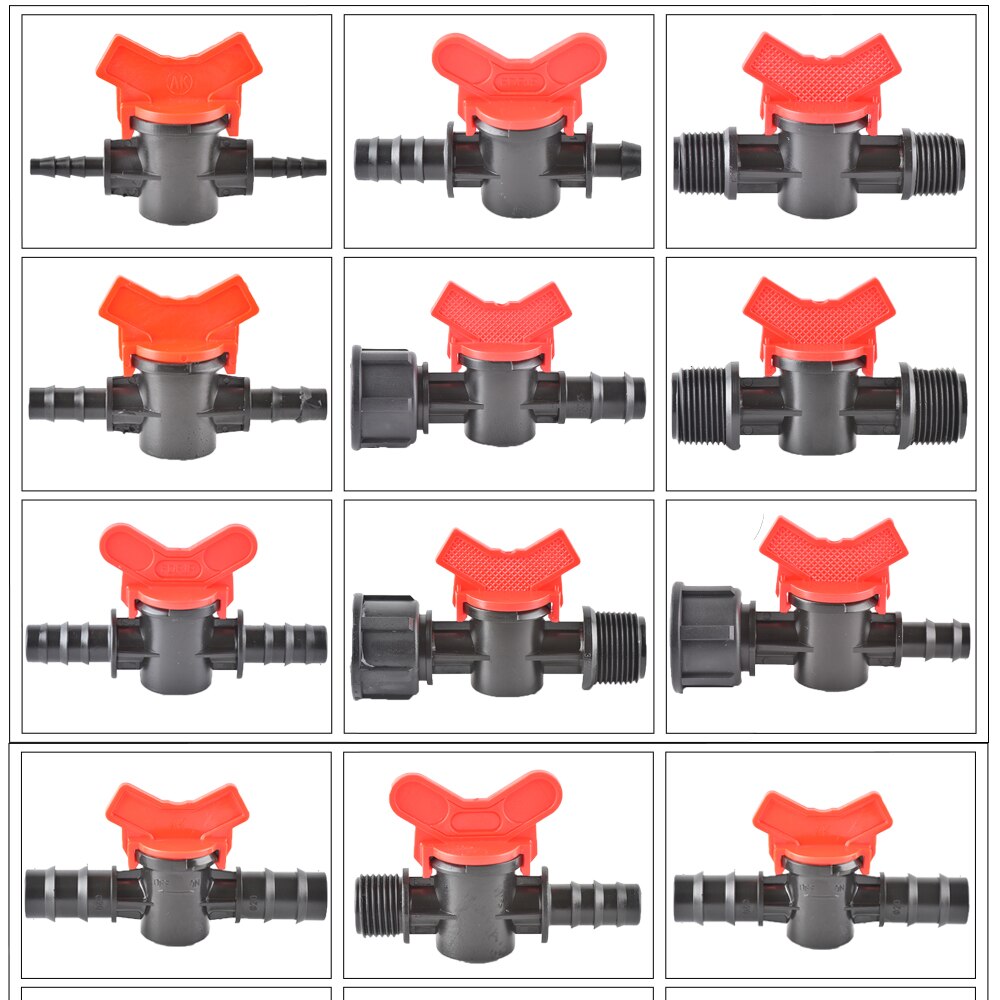 Miniature Plastic Shut Off Coupling Valve Connectors for 4/7 8/11 10/16/20/25mm Hose Garden Water Irrigation Pipe Adaptor Barb