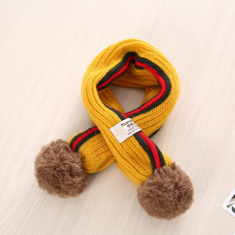 1-8 anos crianças cachecol outono inverno da criança meninos meninas cruz tricô lenços de lã do bebê selvagem quente scarfs kf661: yellow